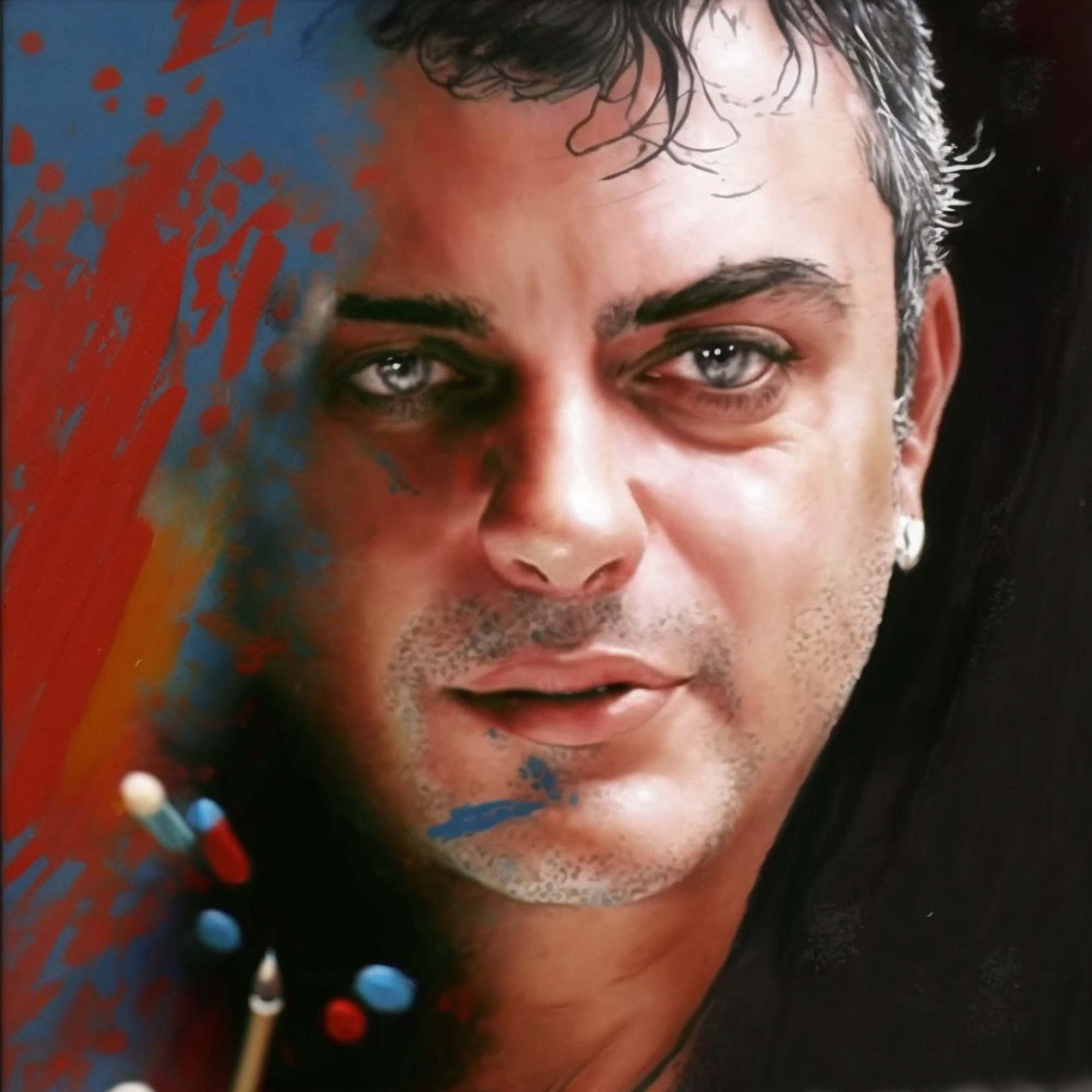 Joey G with acrylic paint